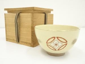 京焼　龍靖造　色絵七宝文茶碗（保護箱）